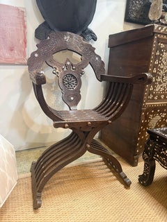 Antique Siryan Chair, Damascus Wood Inlay, Late 19th Century