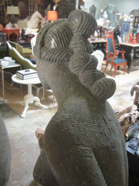 Unknown Large Stone Sculpture of Woman Bathing