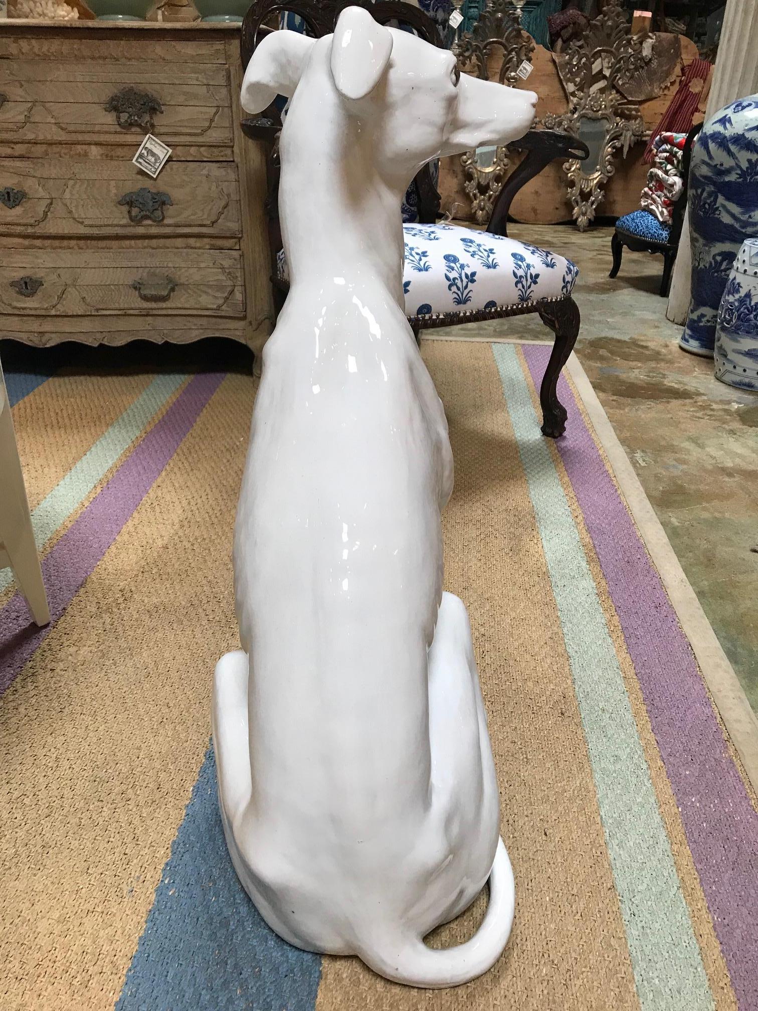 Mid-20th Century Greyhound Italian Ceramic Life-Size Sculpture