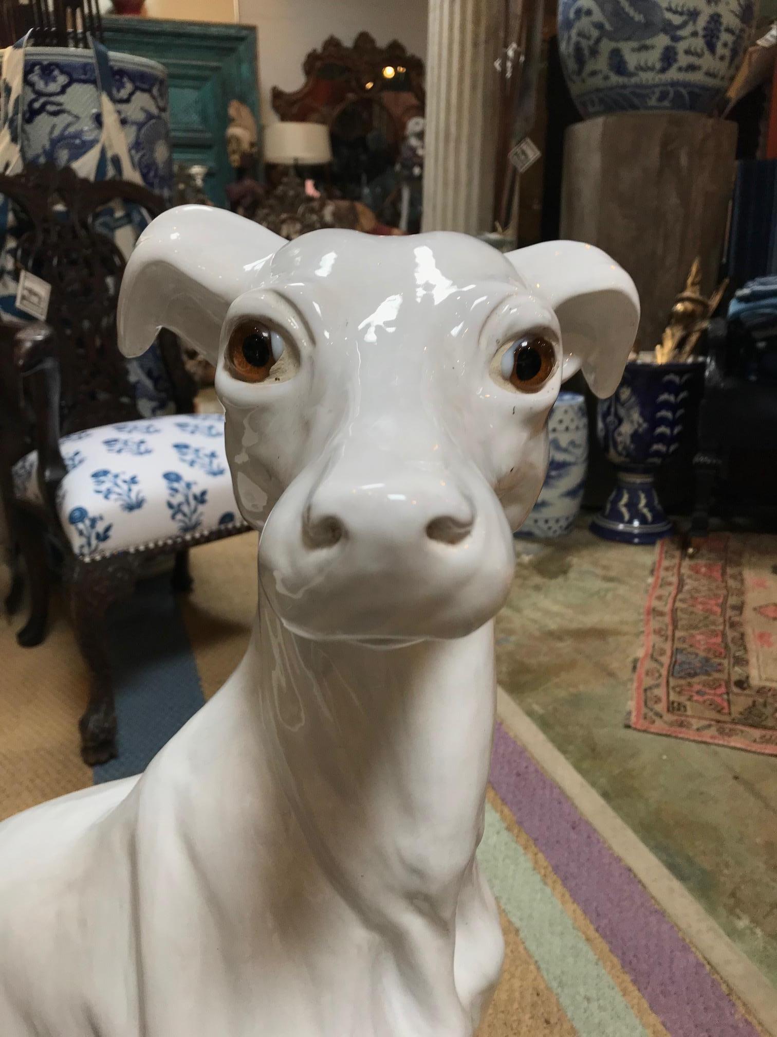 Greyhound Italian Ceramic Life-Size Sculpture 3