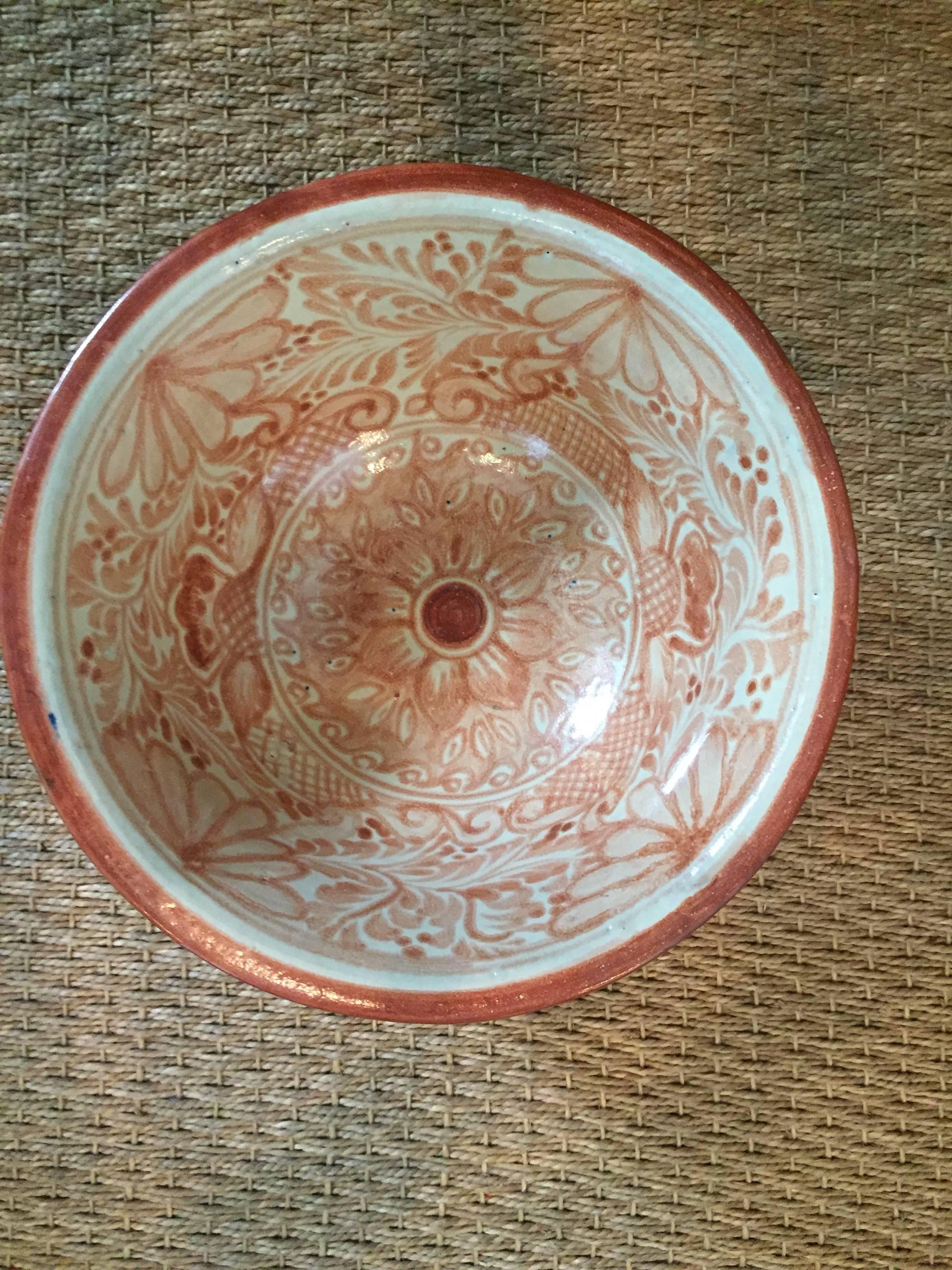 Mid-20th Century Spanish Ceramic Talavera Mexican Pottery Bowls For Sale