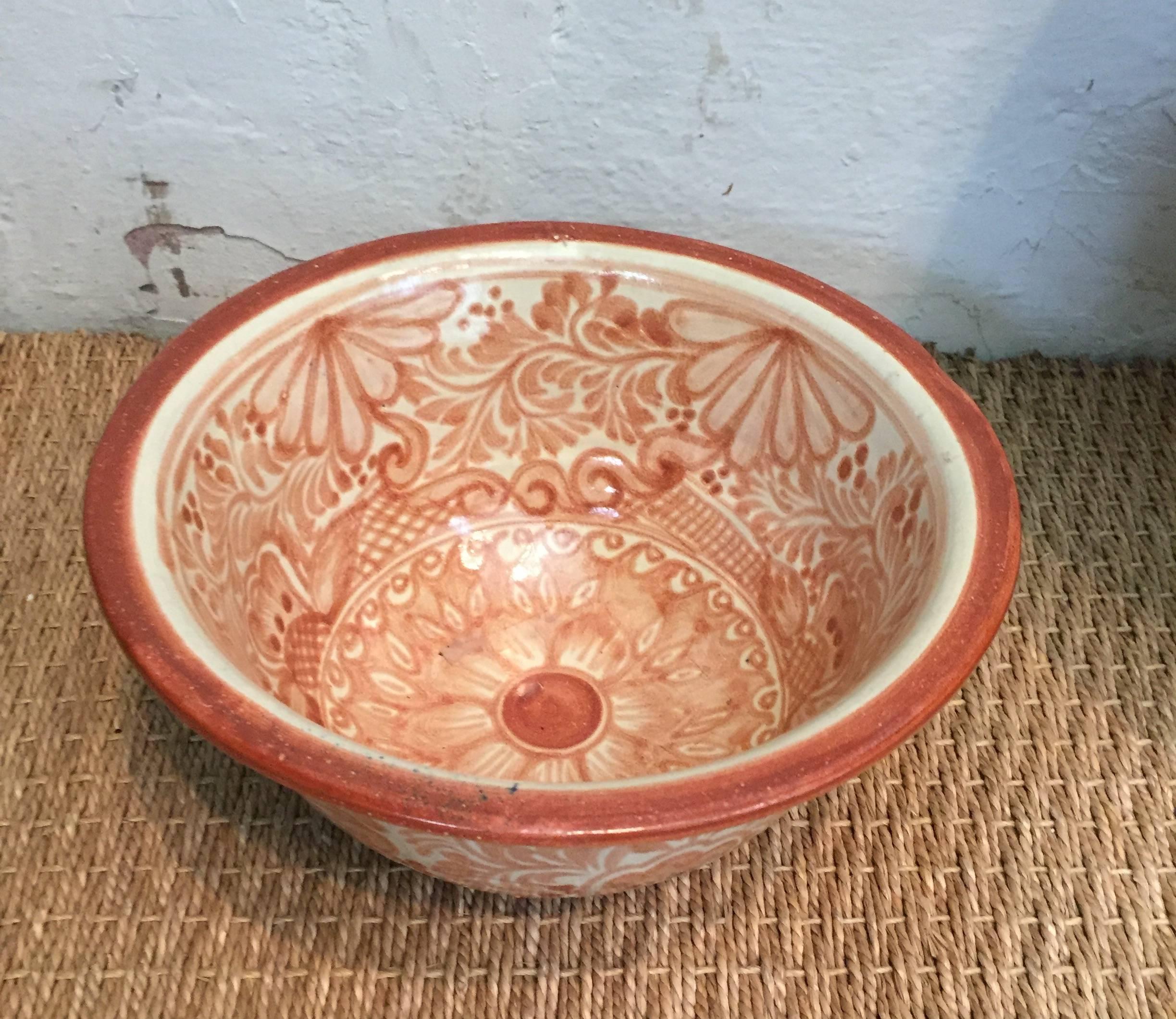 Mid-20th Century Spanish Ceramic Talavera Mexican Pottery Pot For Sale