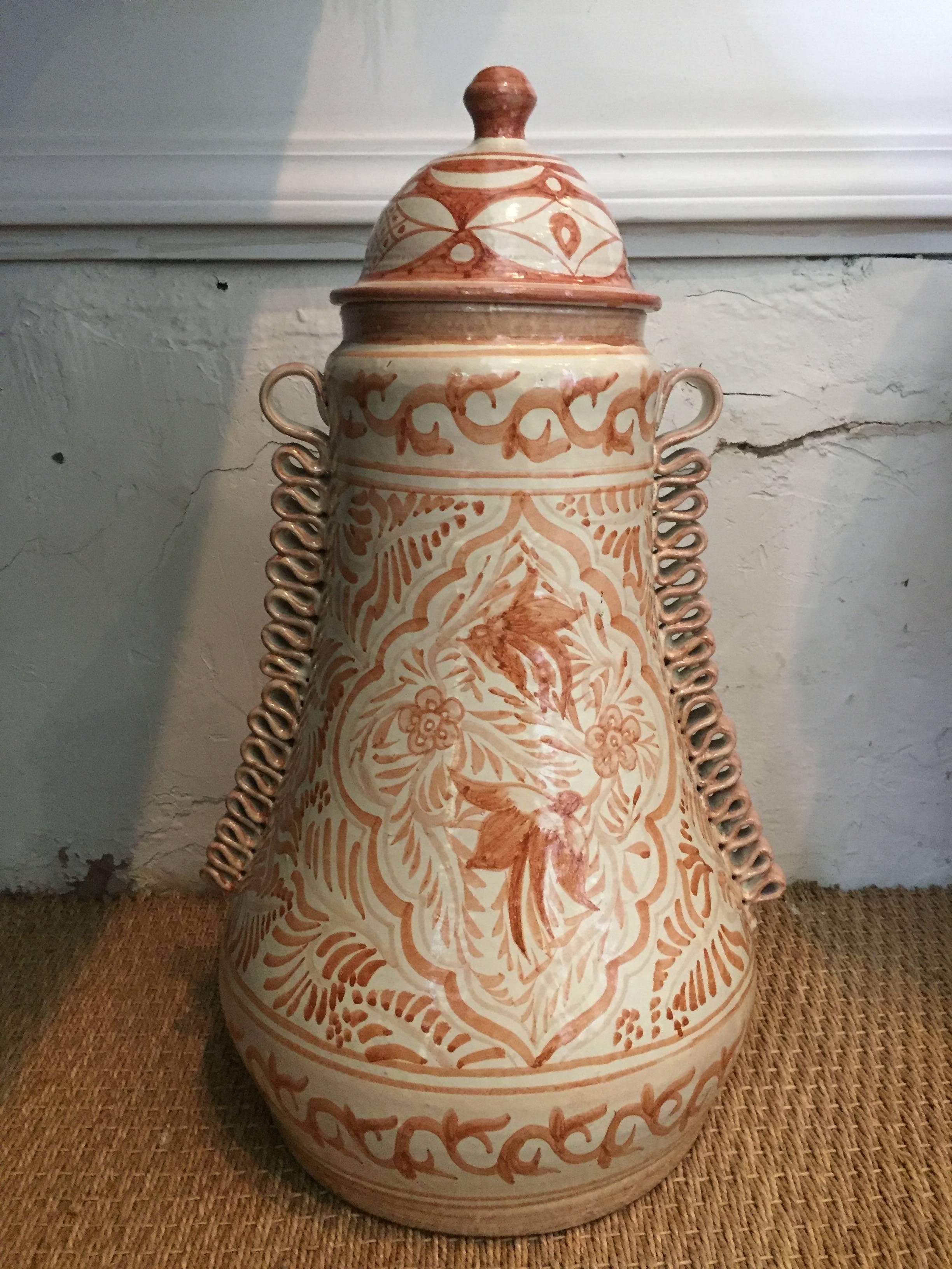 Glazed Mexican ceramic earthenware pottery large pots. Various vintage pieces of 1950s Talavera.