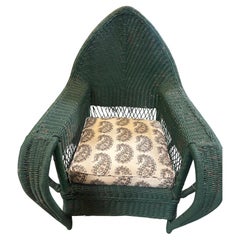 Antiker englischer Korbstuhl, handgeflochtenes Rattan, Vintage-Design, 1920er Jahre