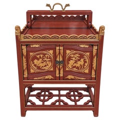 Pair 19th Century Chinese Red Wedding Chests Used as Nightstands or Side Table