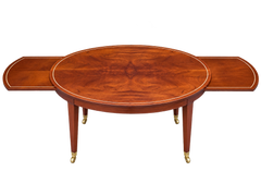 Baker Furniture Sheraton Mahogany Wood Oval Coffee Table with Pull Out Trays