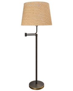 Serena & Lily Montpellier Bronze Swing Arm Floor Lamp with Raffia Shade
