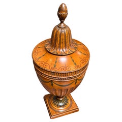 Antique Georgian Style Carved Wood Knife Urn with Hand-Painted Decoration