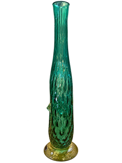 Vintage Italian Salviati Murano Green and Gold Glass with Lion Medallion