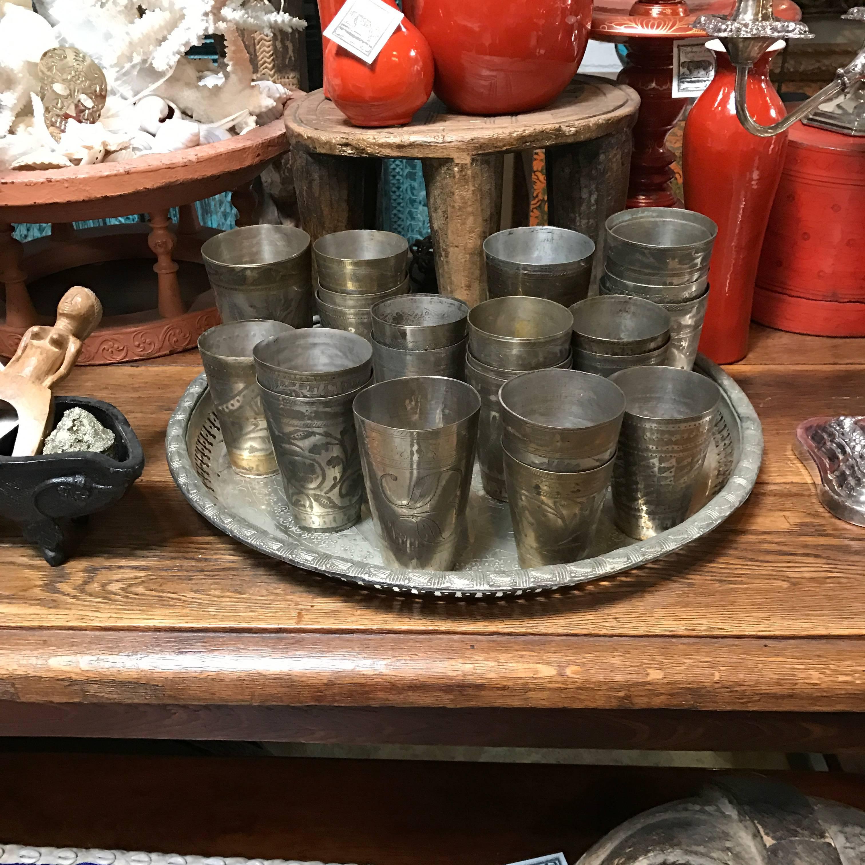 Handmade antique silver cup medium.