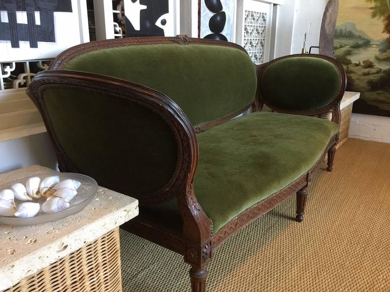 19th Century Irish Mohair Sofa in Green For Sale at 1stdibs