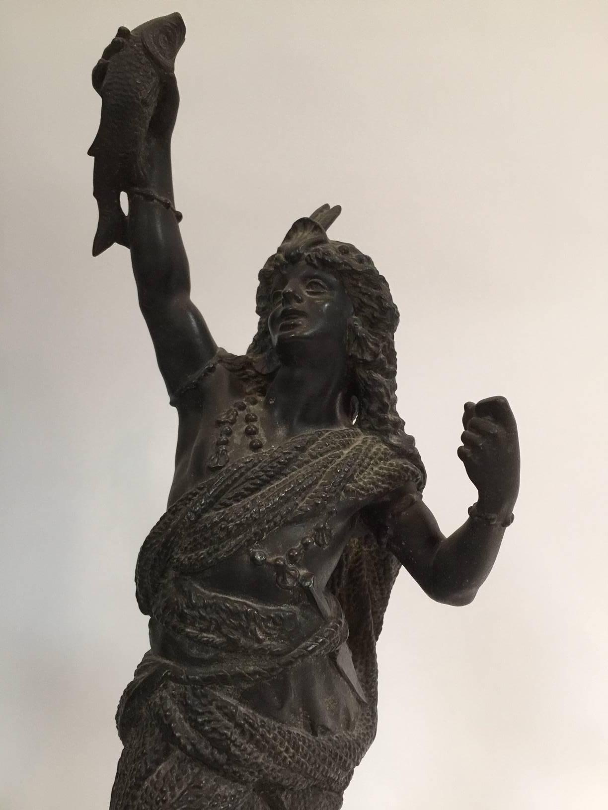 Coppia di sculture in bronzo Rancoulet del XIX secolo 
Indiani.