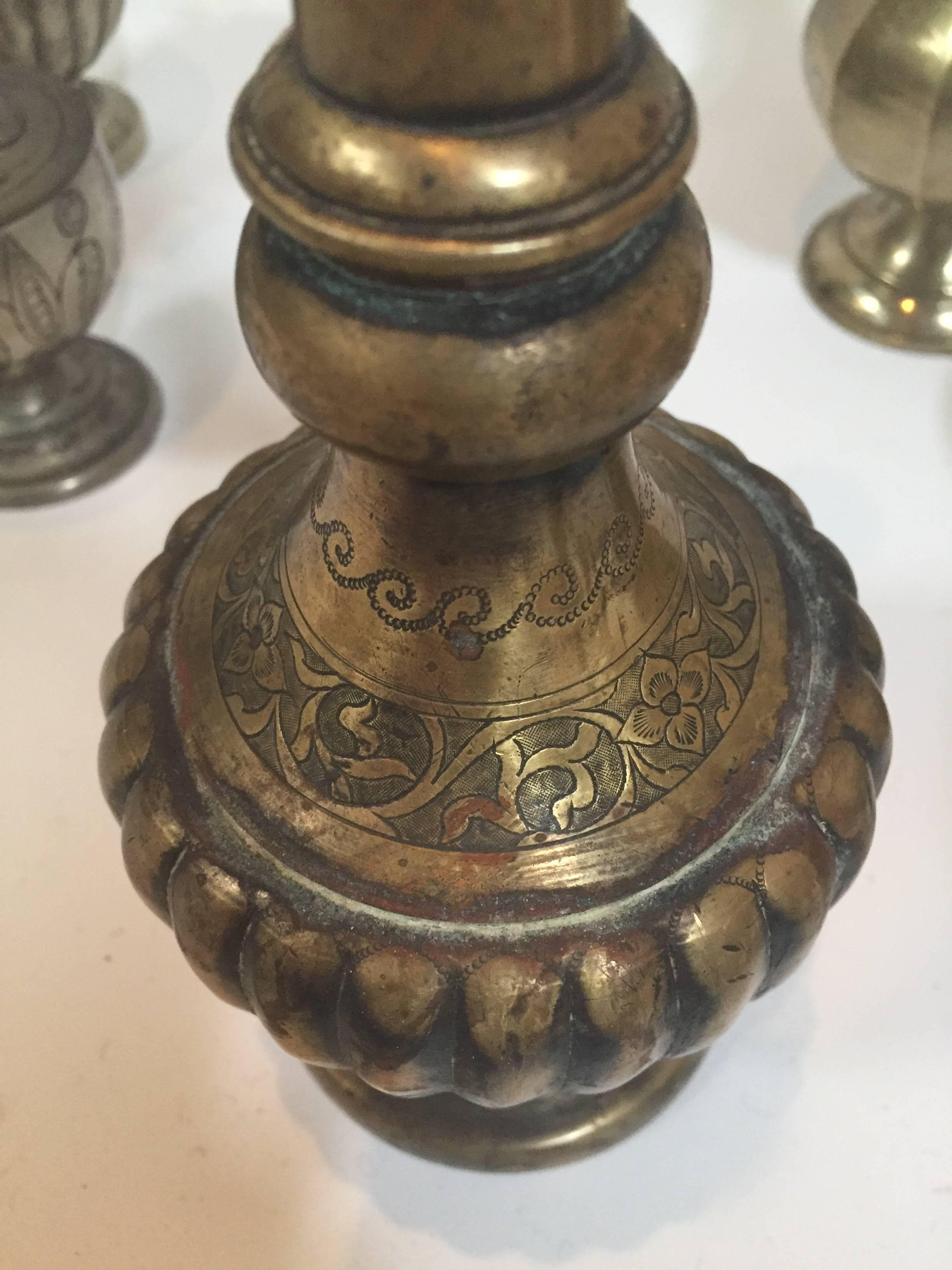 Brass Antique Indian Rosewater Shakers For Sale
