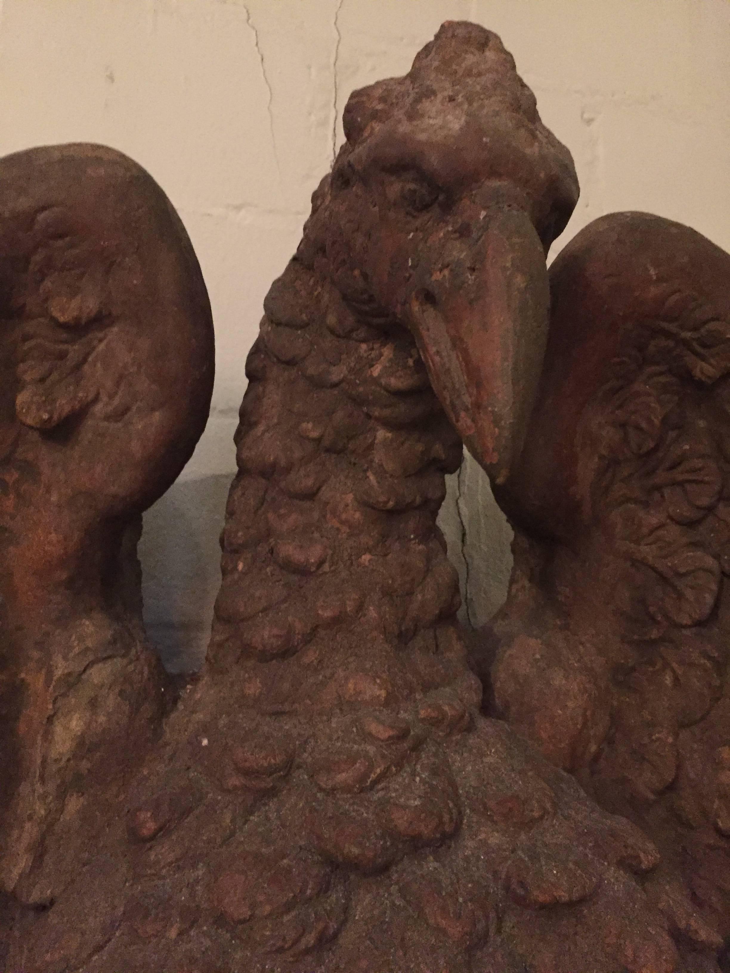 18th Century and Earlier Pair of French 18th Century Terra Cotta Eagle Sculptures