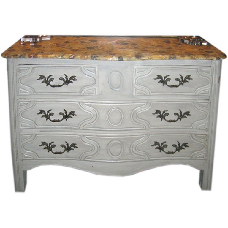 Late 19th Century French Chest with Faux Marble Top For Sale at 1stdibs