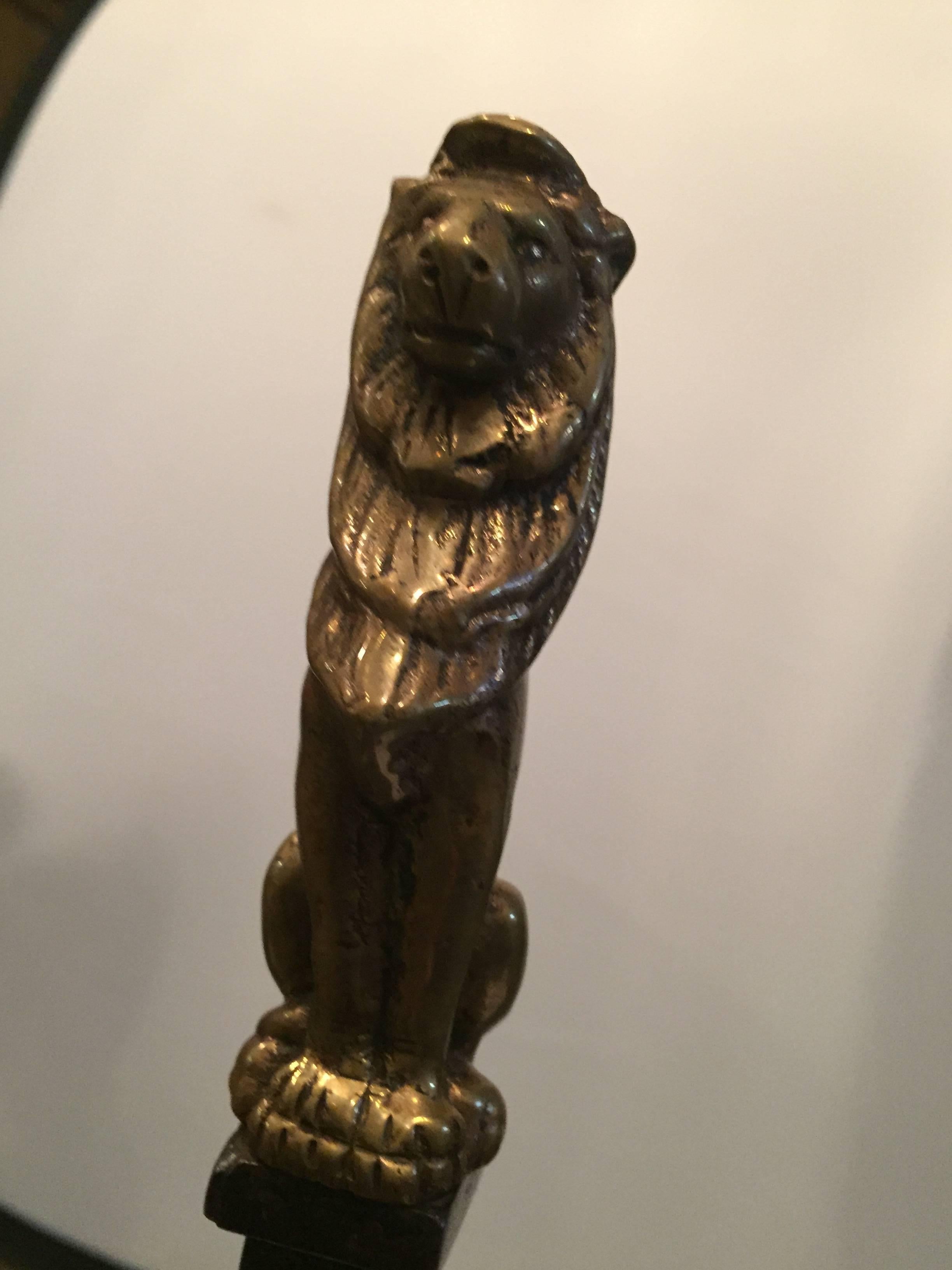 Andirons with Lion Details In Good Condition For Sale In Dallas, TX