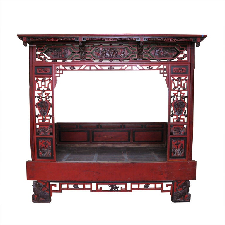 19th Century Chinese Lacquer Wedding Bed
