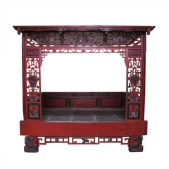 Antique 19th Century Chinese Lacquer Wedding Bed