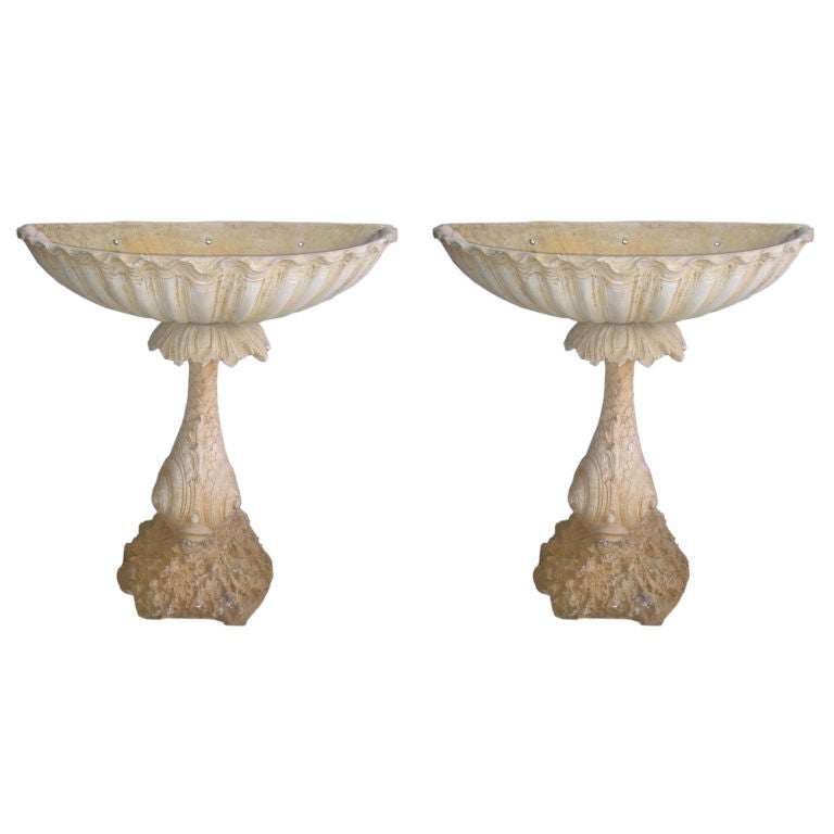 Pair of Concrete Fountain Basins