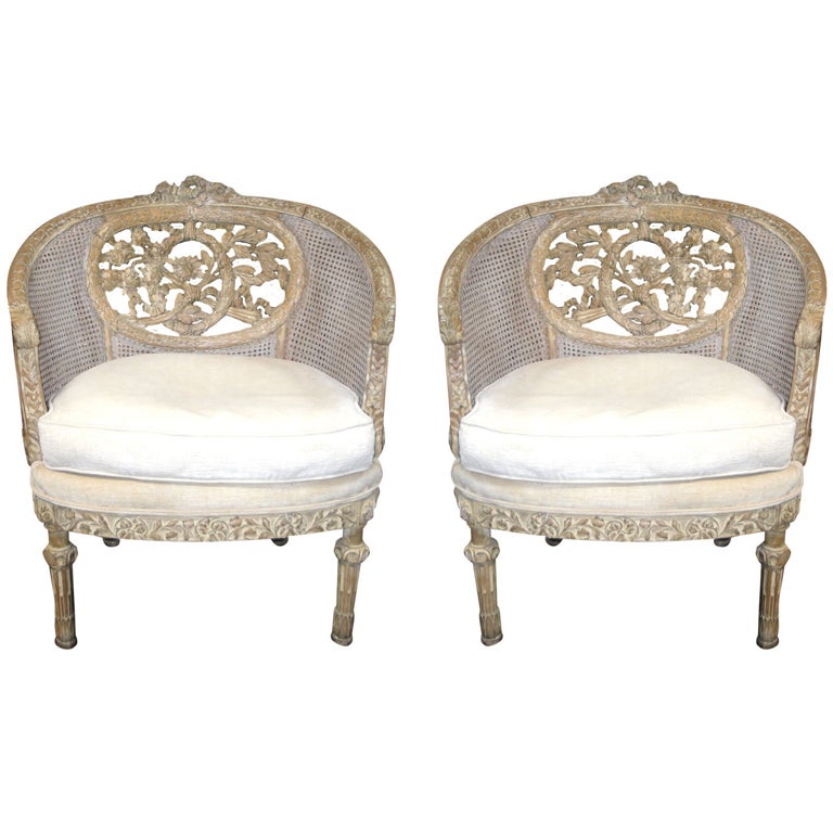 Pair of 19th Century WoodCarved French Chairs For Sale at 1stDibs