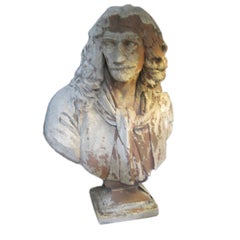 Antique English Plaster Bust of a Poet
