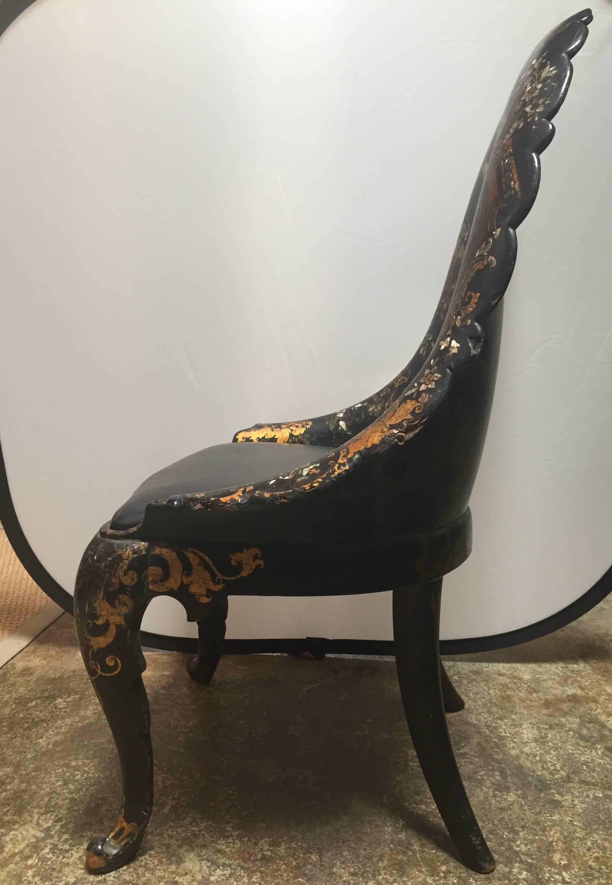Chaise en papier mâché du XIXe siècle Bon état à Dallas, TX