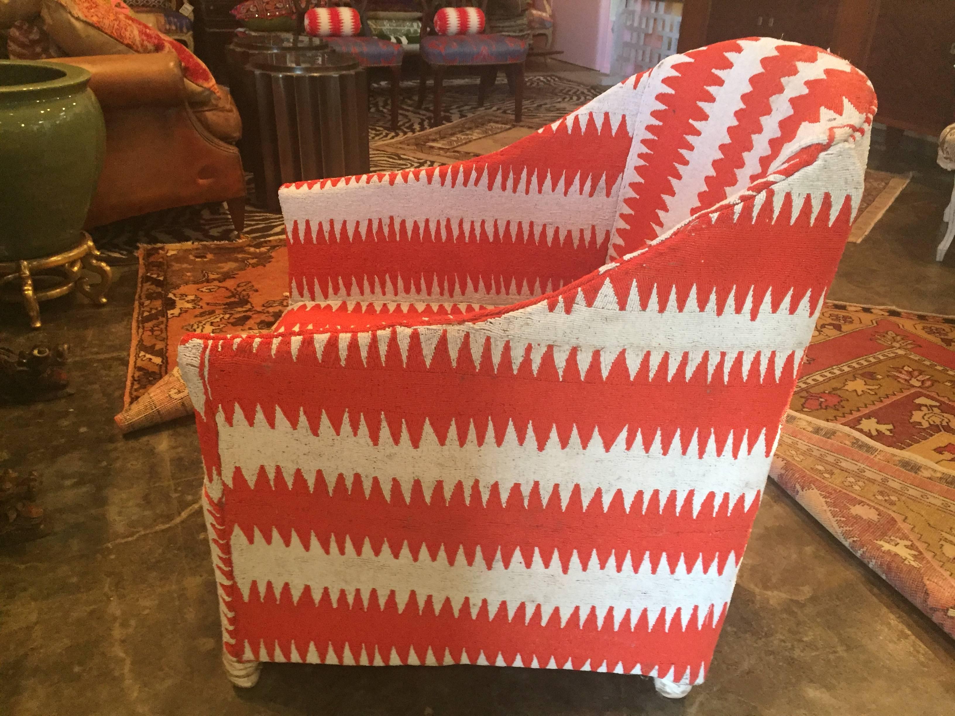Custom Beaded Chair in Michelle Nussbaumer Dazzler fabric.