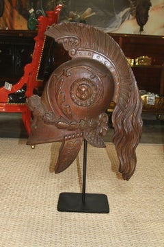 Early 19th c. French Carved Helmets, Pair