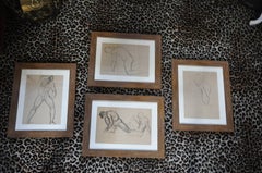 1940s Nude Male Drawings in Charcoal