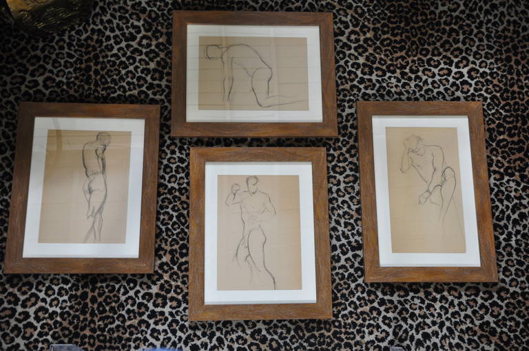 Sconosciuto Disegni di nudo maschile a carboncino degli anni '40 in vendita