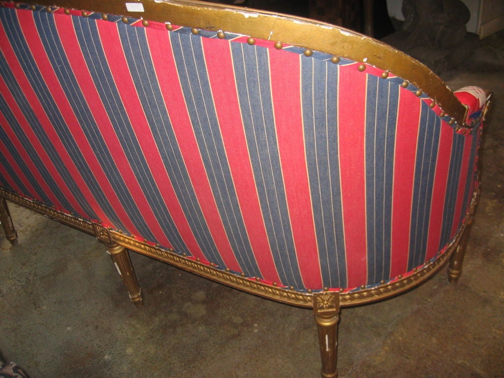 French 19th Century Gilded Louis XVI Settee in Vintage Suzani Upholstery