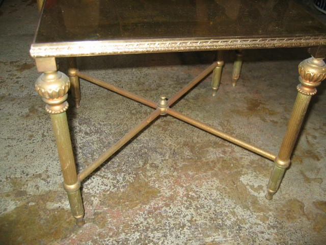Set of Three French, Gold Mirror Topped Nesting Tables In Good Condition In Dallas, TX