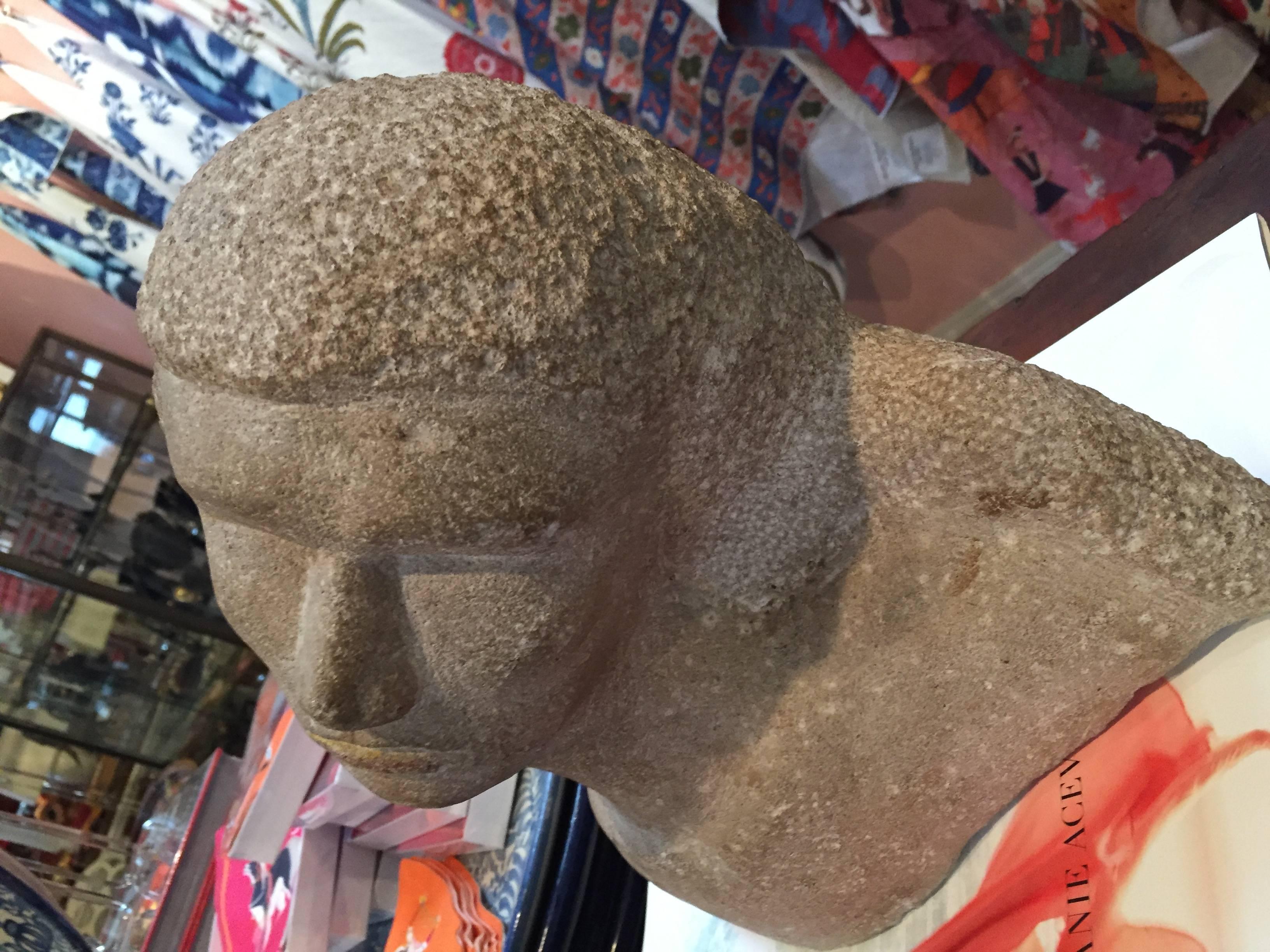 1930s Limestone Bust In Excellent Condition In Dallas, TX