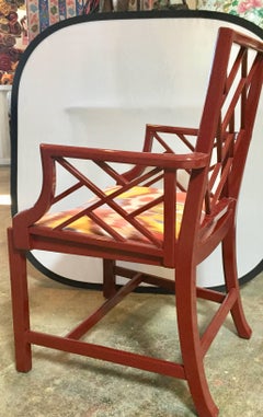 Red Lacquered Chinese Chippendale Chair