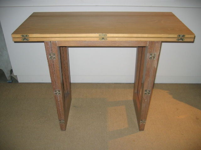 Mid-20th Century Console Opens to Card Table Made by Paul Frankl