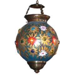 Antique Indian Glass Globe Hanging Lantern of 19th Century