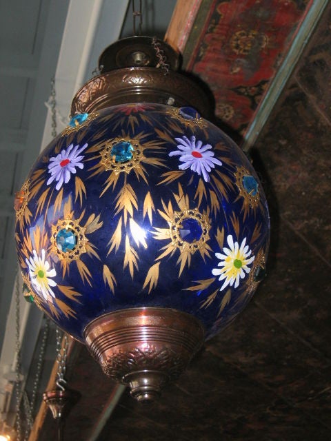Indian Glass Globe Hanging Lantern of 19th Century 1