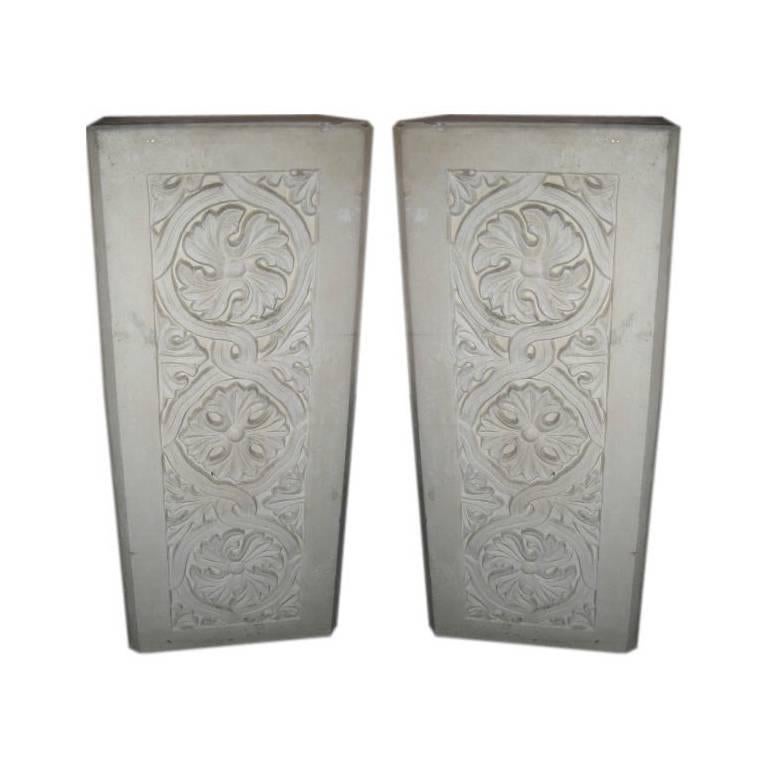 Gothic Style Pair of Plaster Pedestals with Gothic Details For Sale