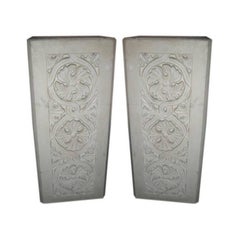 Vintage Gothic Style Pair of Plaster Pedestals with Gothic Details
