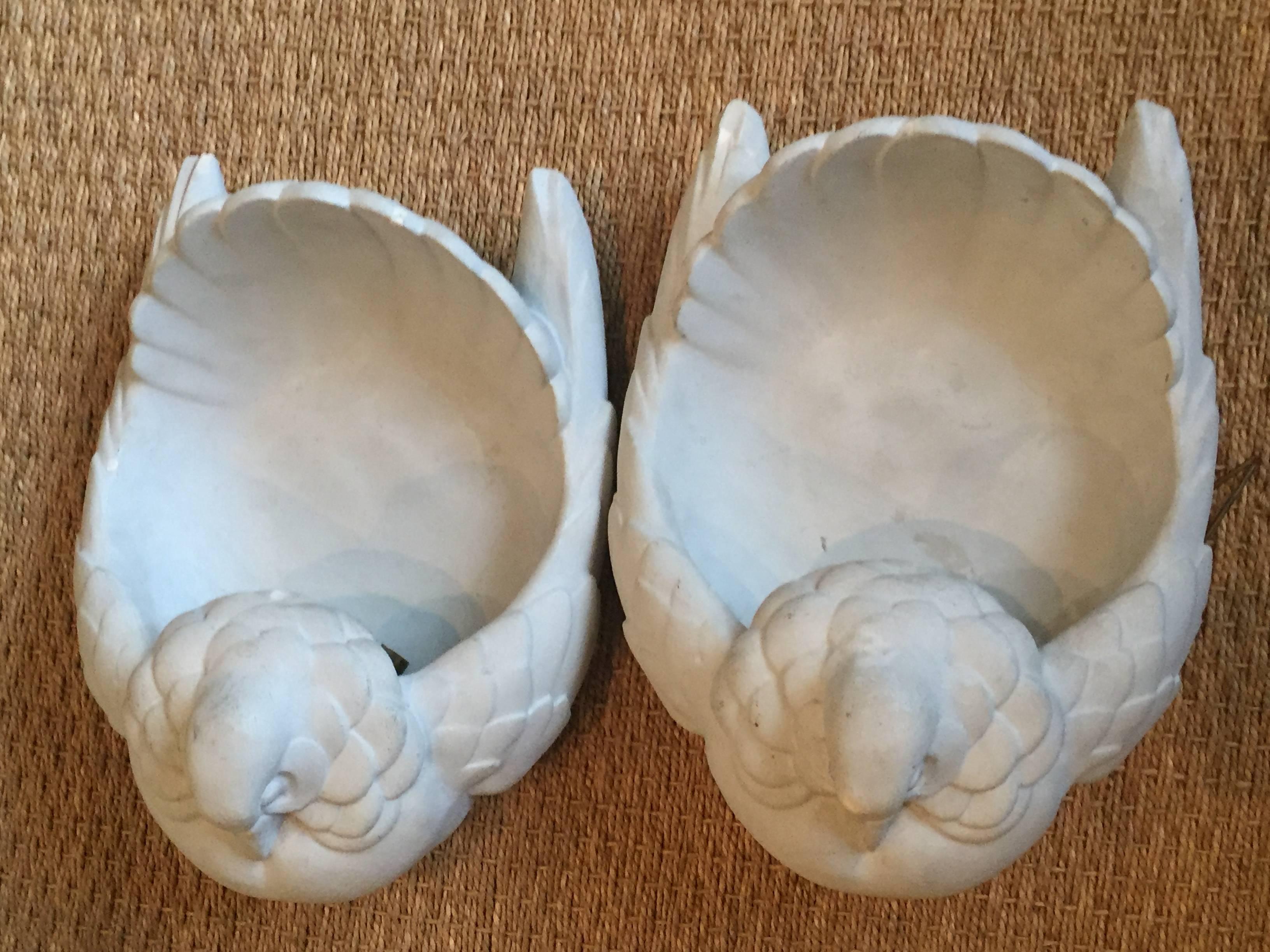 Mid-20th Century French 1940s Jules Lelue Plaster Dove Sconces For Sale