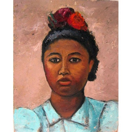 Painting on Canvas, "Portrait of a Woman" by Miller For Sale