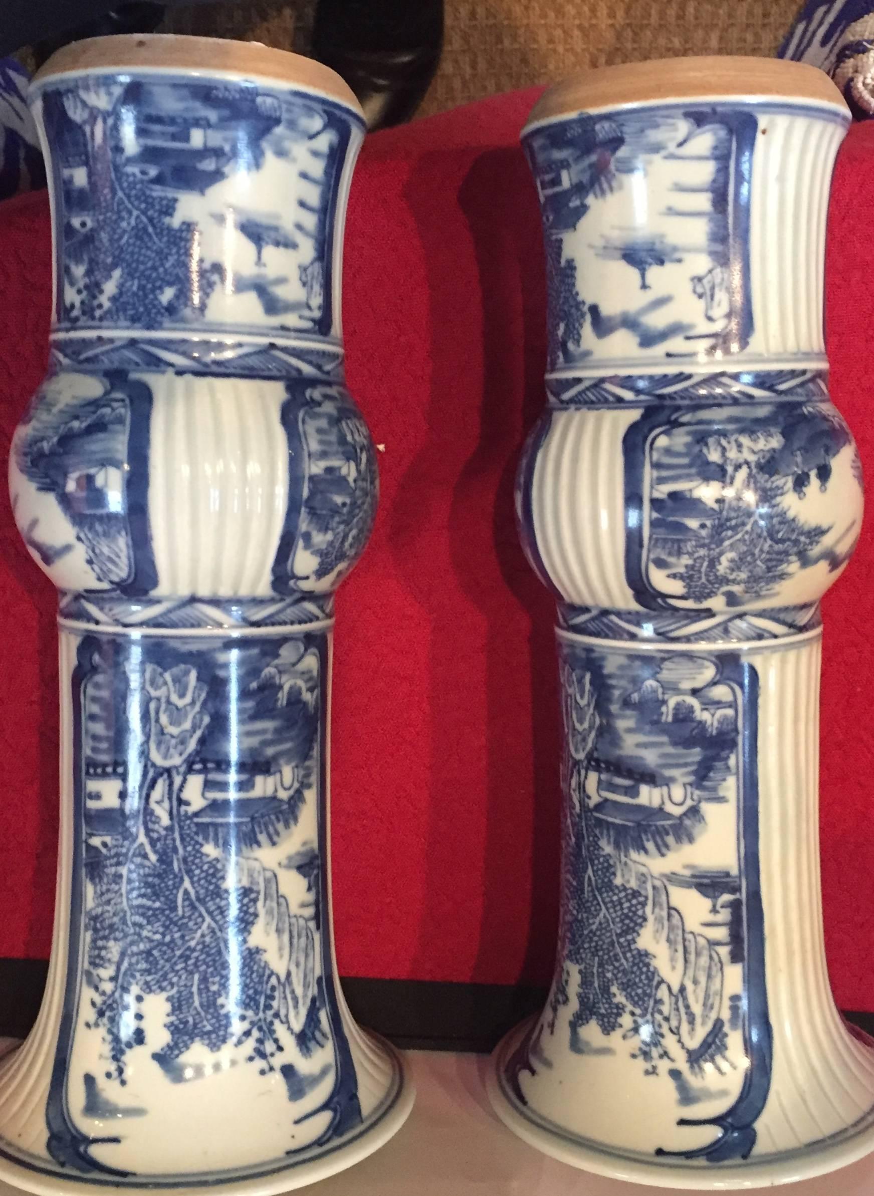 20th Century Blue and White Chinese Vases For Sale