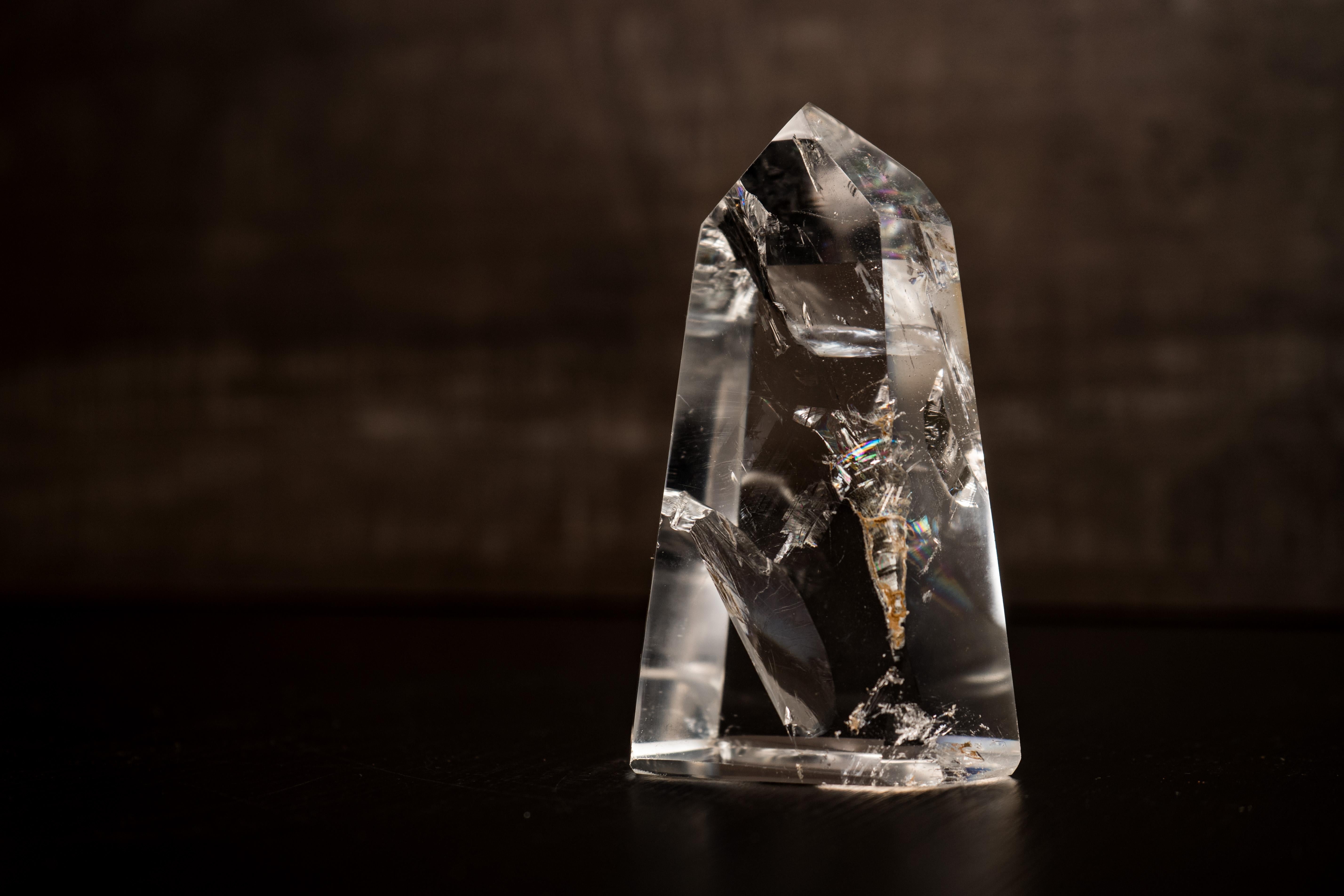 Brazilian Water-Clear Lemurian Quartz Obelisk Point from Diamantina For Sale