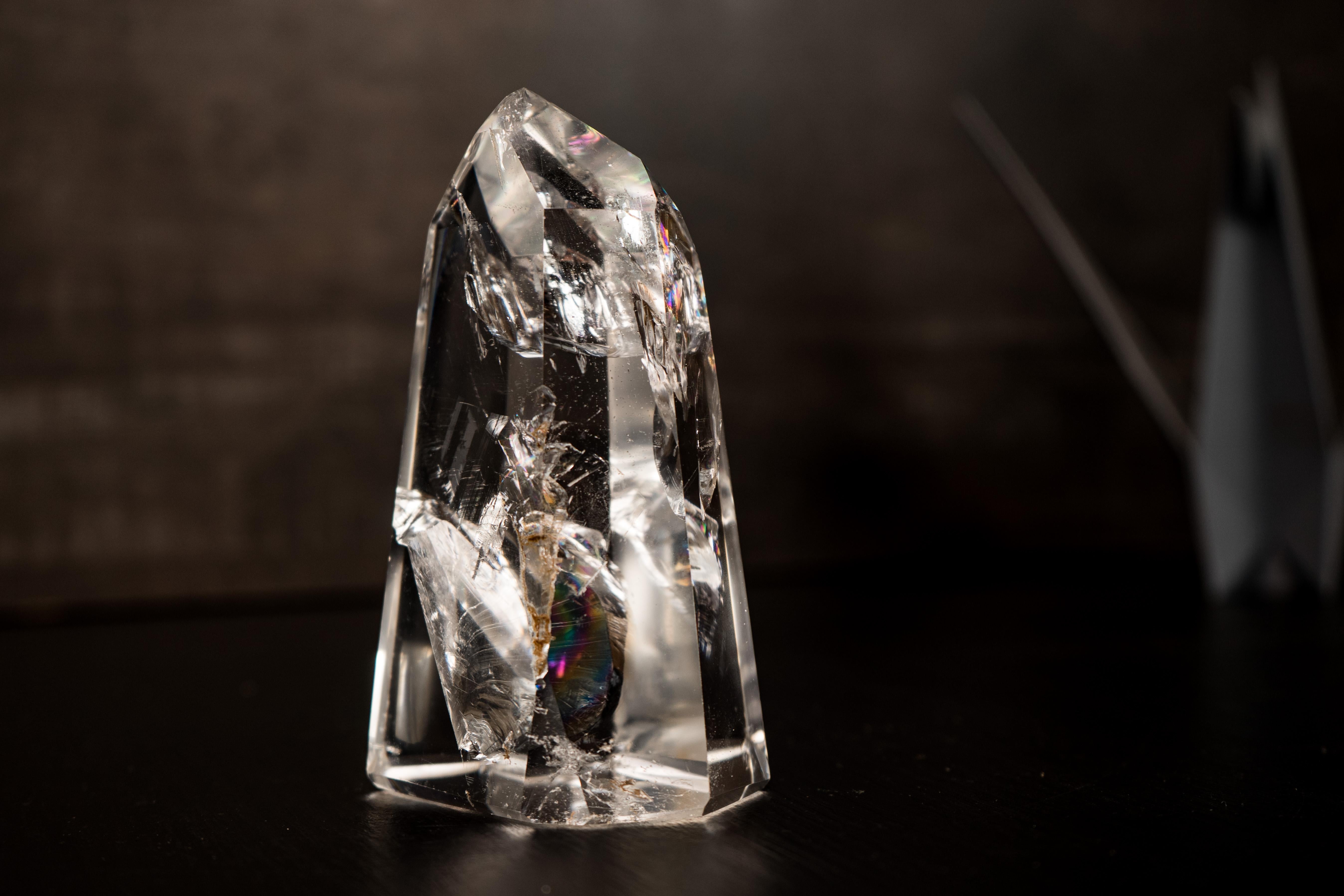 Contemporary Water-Clear Lemurian Quartz Obelisk Point from Diamantina For Sale