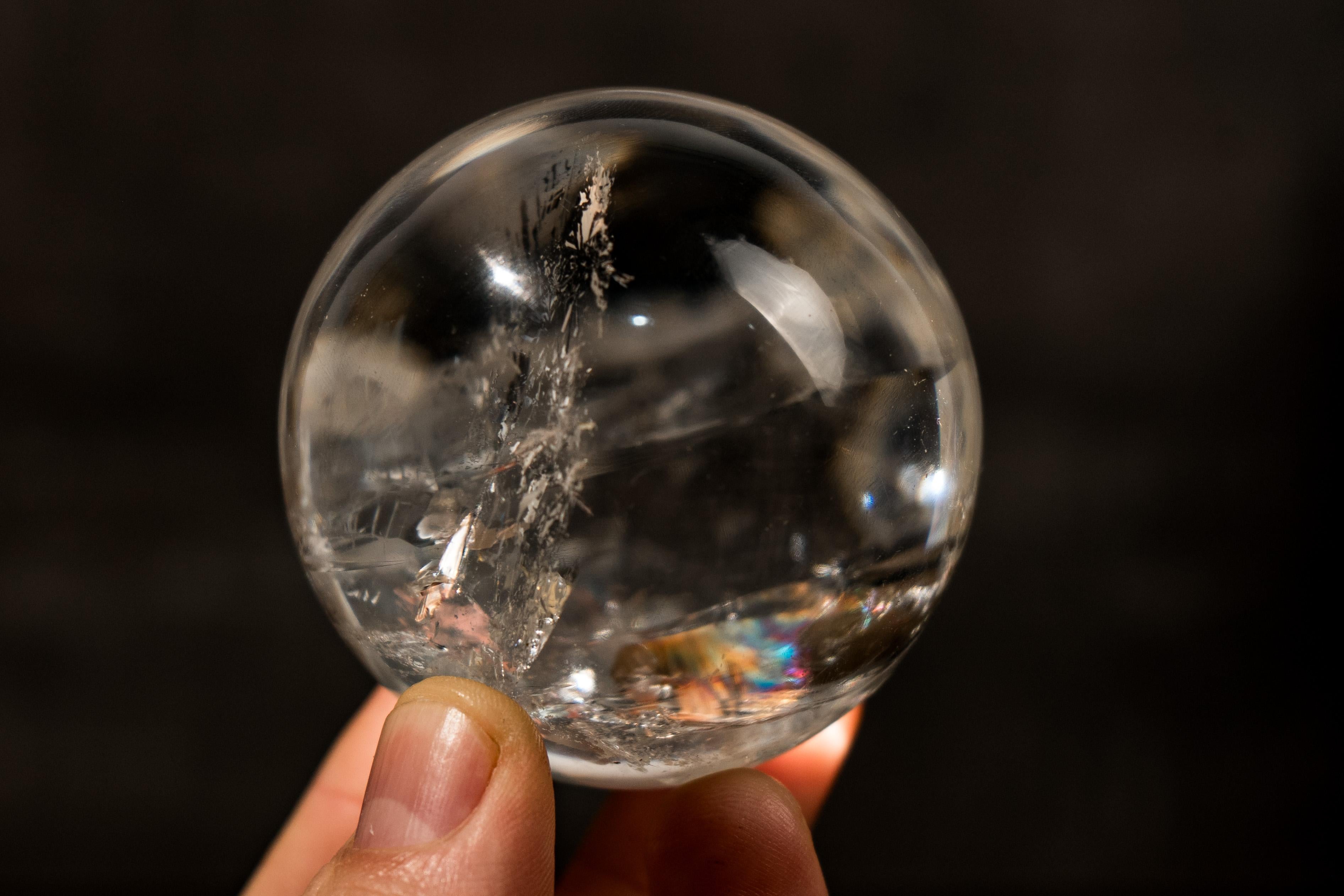 Brazilian Natural Water-Clear Quartz Sphere For Sale