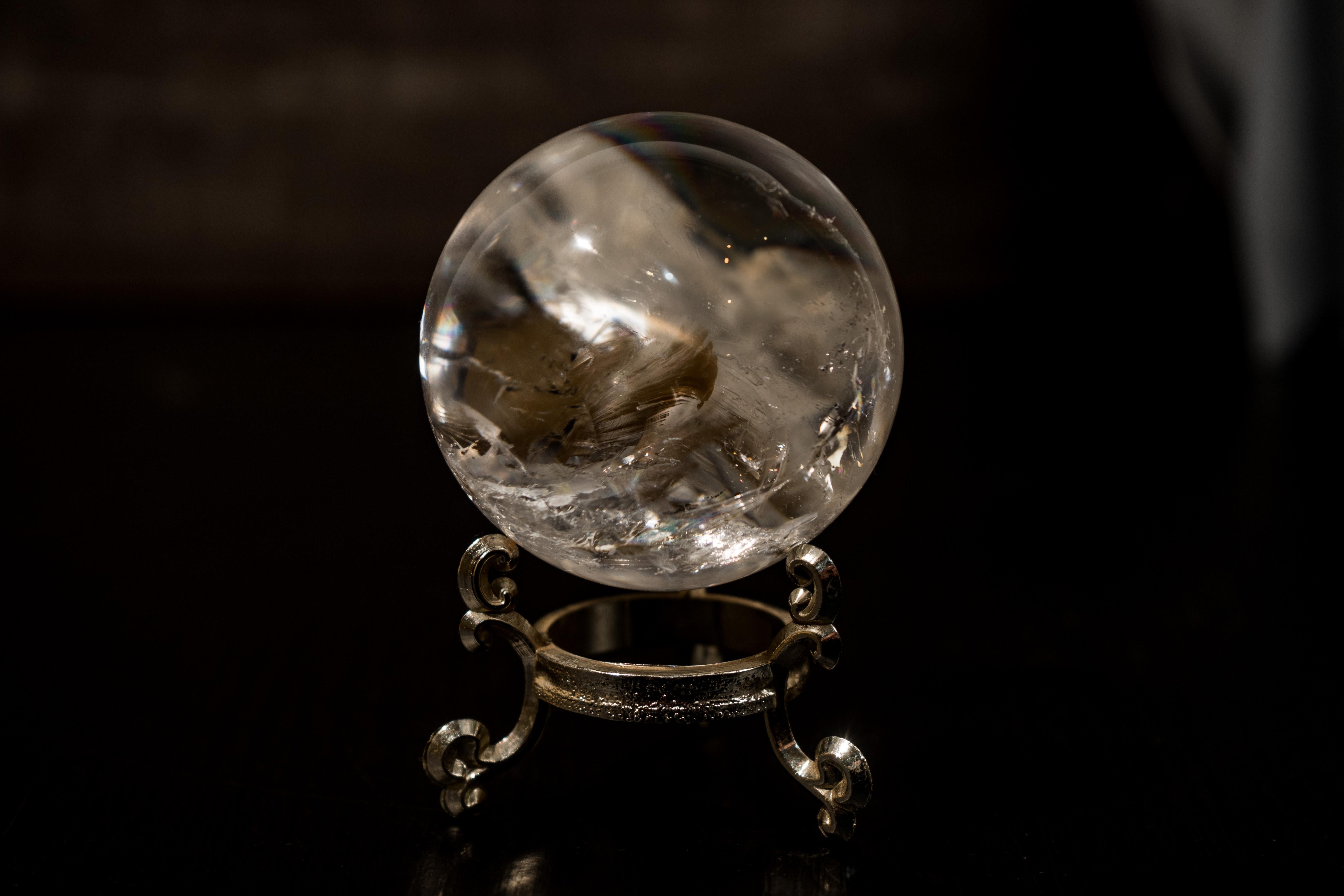Crystal Natural Water-Clear Quartz Sphere For Sale