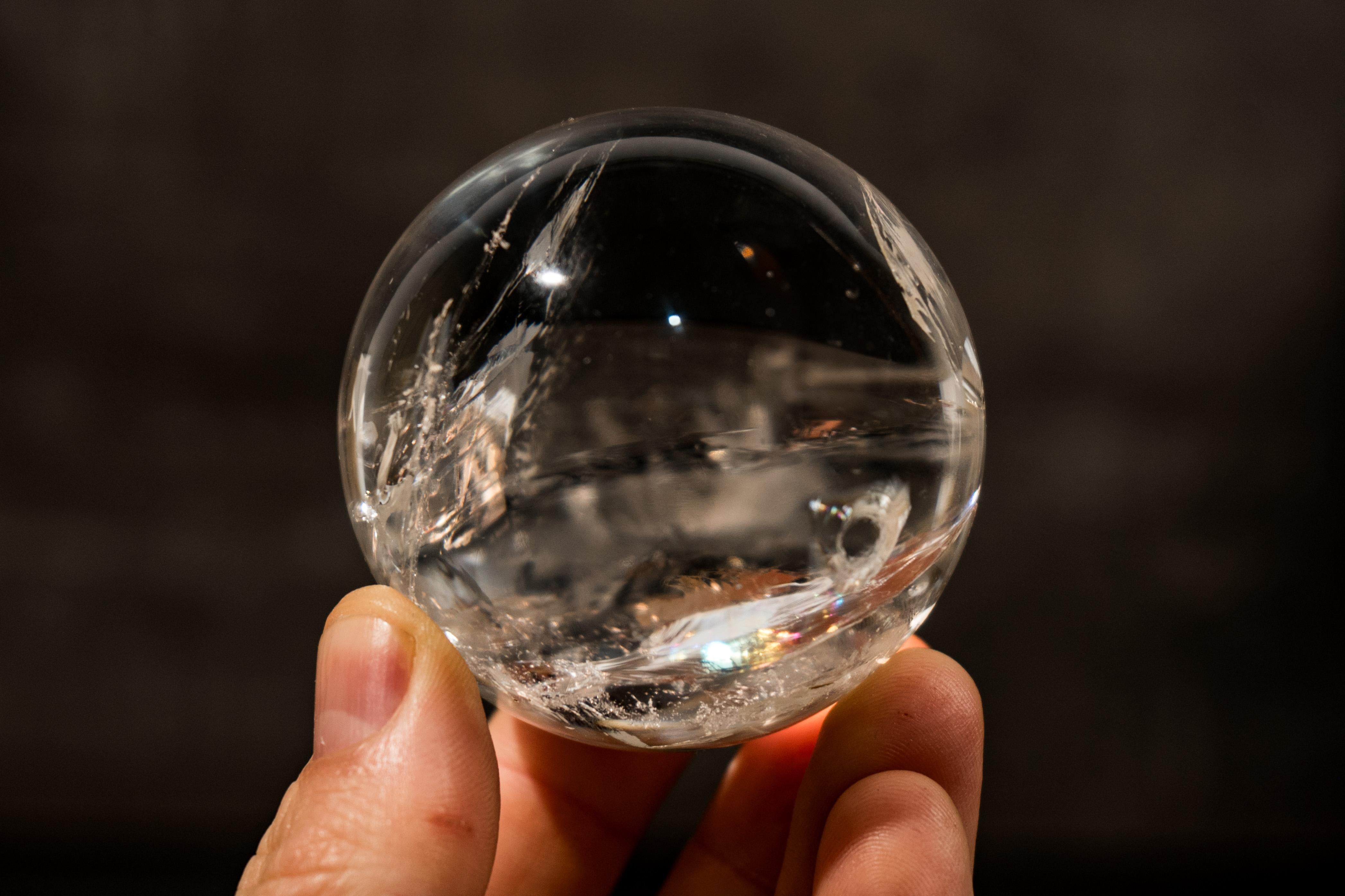 Water-Clear Rainbow Sphere – High-Grade, Natural Quartz from Diamantina, Brazil

▫️ Description

This is a very special Crystal Quartz Sphere, nearly flawless, embodying an exquisite level of beauty that is truly unparalleled. The raw crystal of