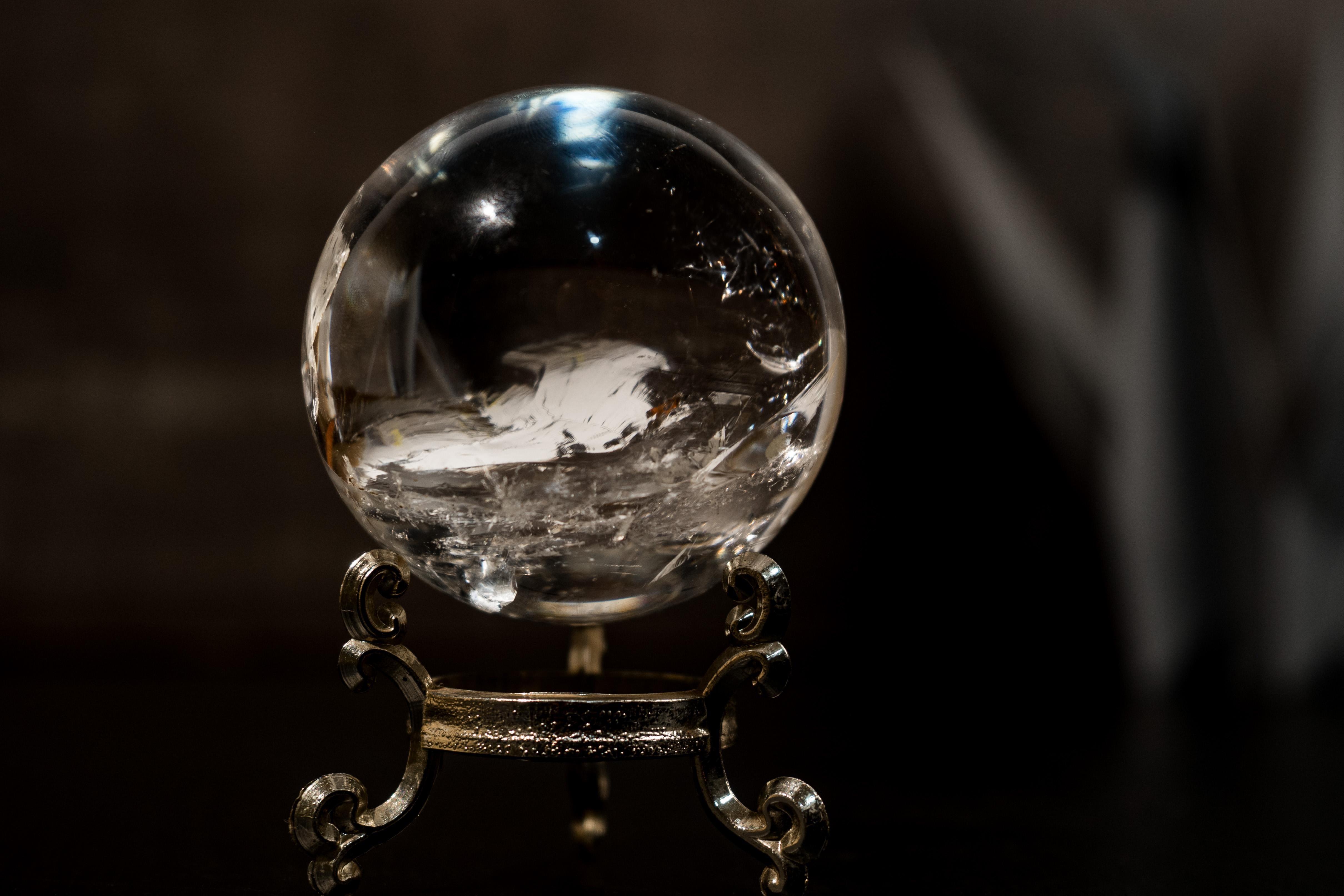 Contemporary Natural Water-Clear Quartz Sphere For Sale