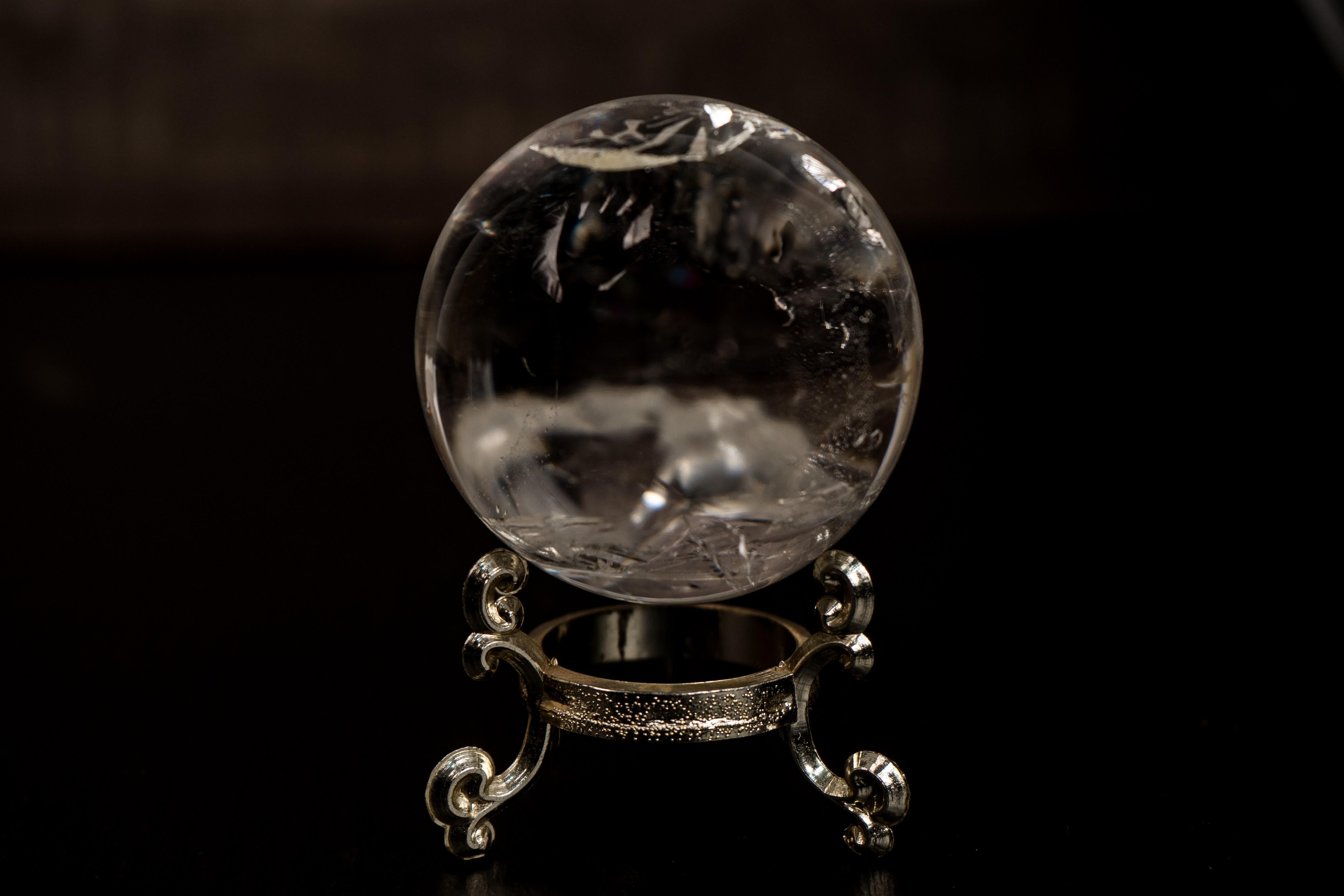 Brazilian AAA Water-Clear Quartz Crystal Sphere For Sale