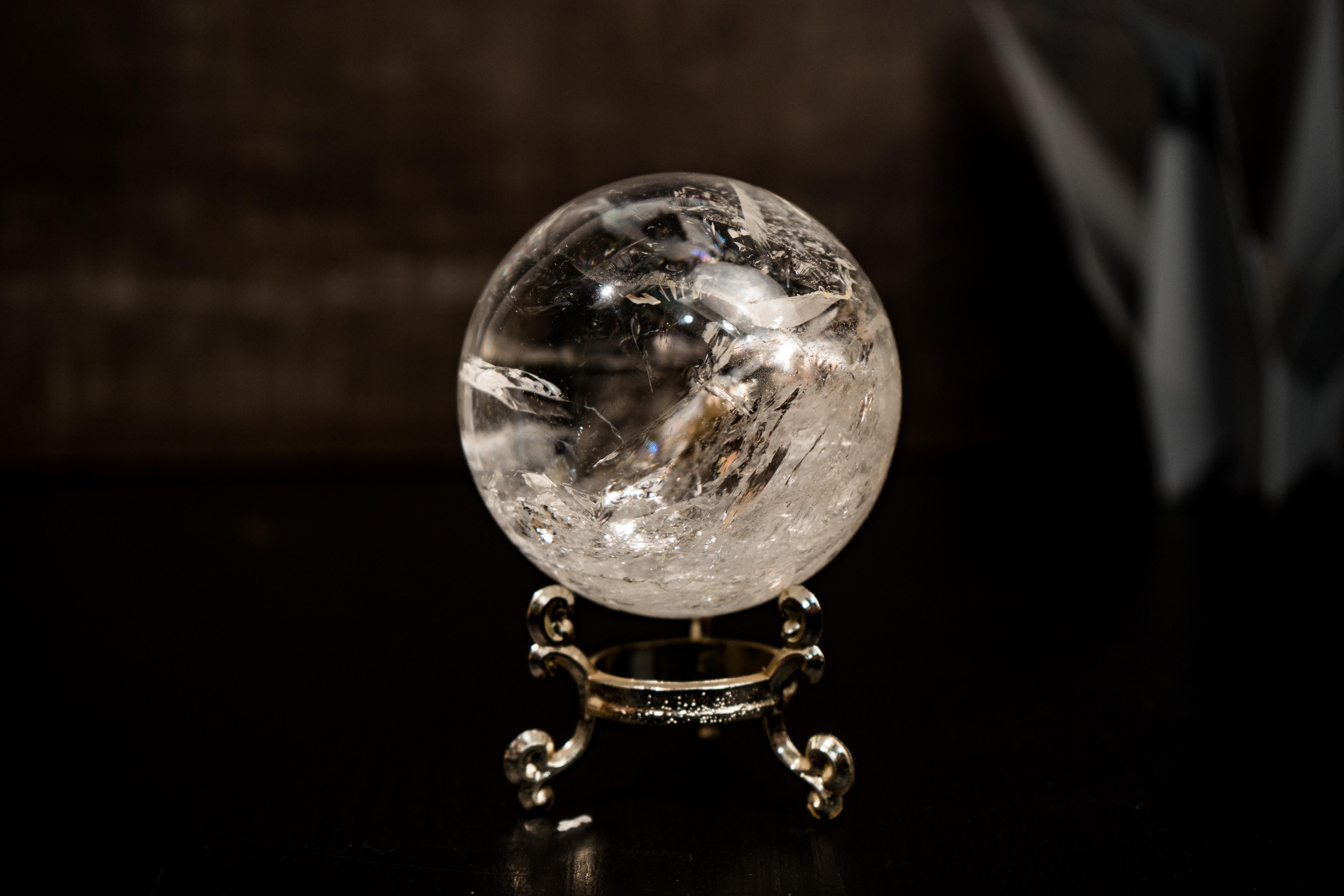 Contemporary Natural Rainbow Generator Quartz Sphere For Sale